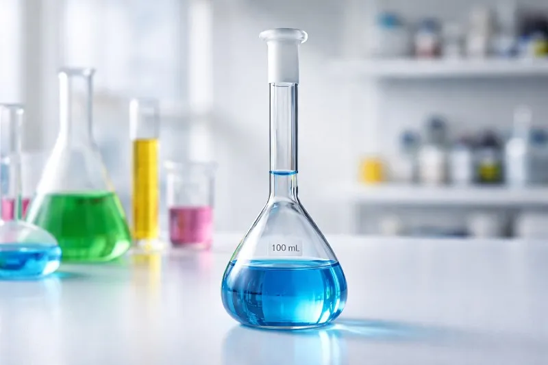 Volumetric flask: Prepares precise volume solution