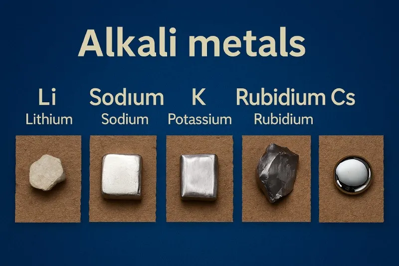 Alkali metals: Group I elements (Li, Na, K, etc.)