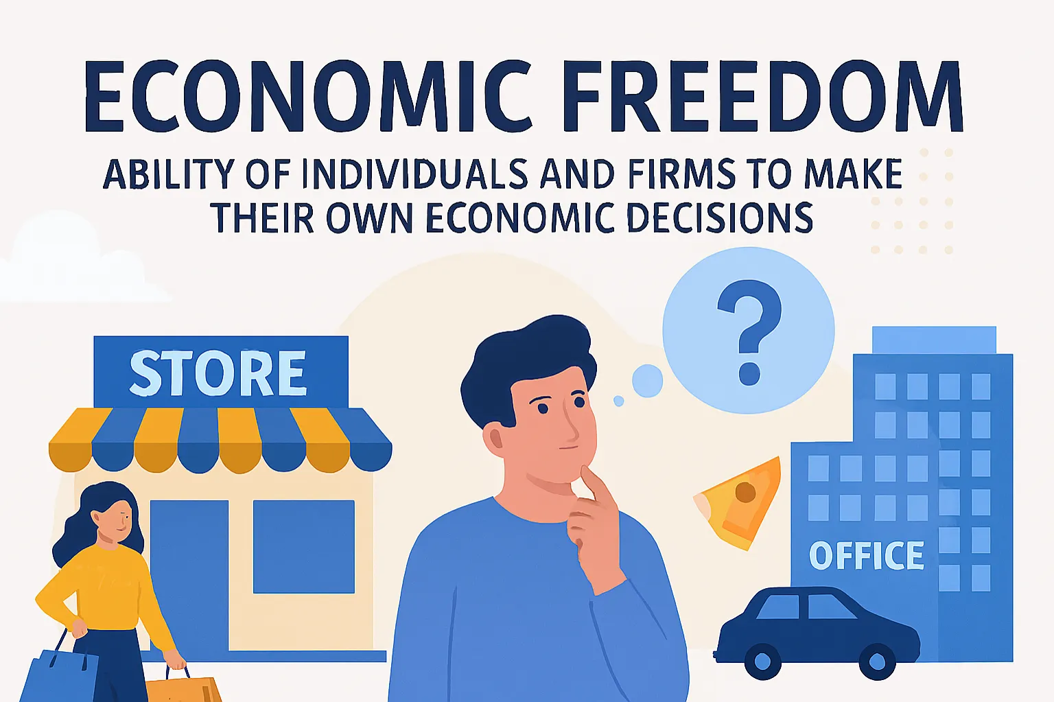 Economic freedom: ability of individuals and firms to make their own economic decisions