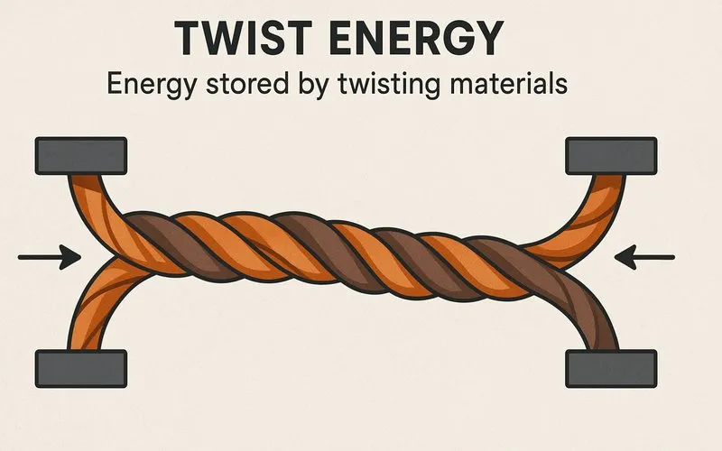 Twist energy: Energy stored by twisting materials