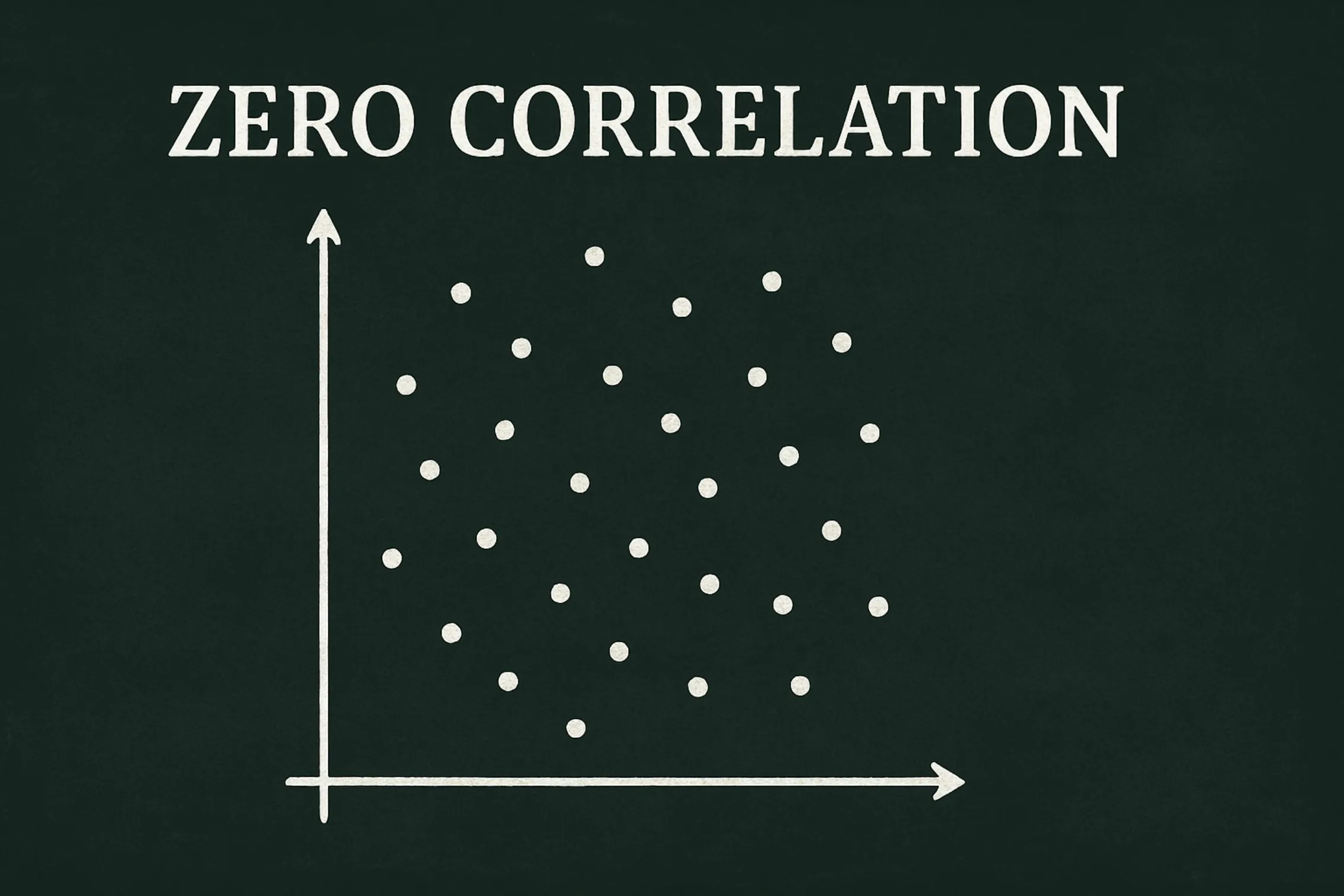 Zero correlations: No apparent linear relationship between two sets of data