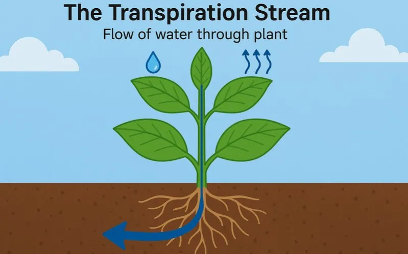 Transpiration stream: Flow of water through plant