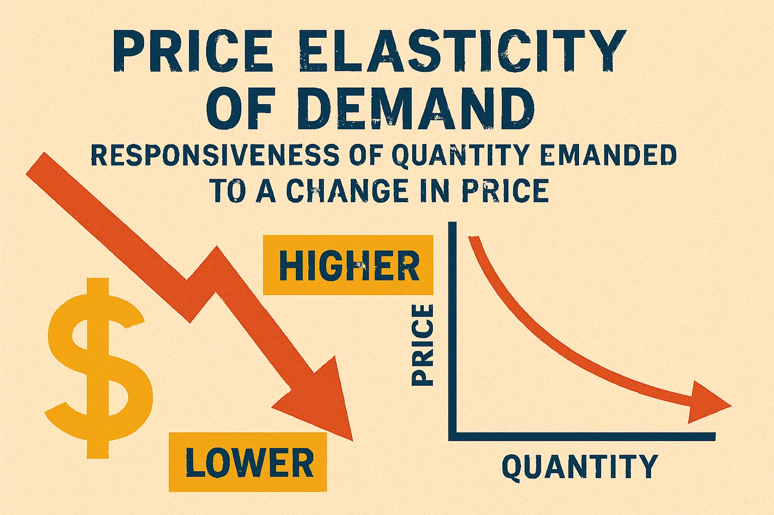 Price elasticity of demand (PED): responsiveness of quantity demanded to a change in price