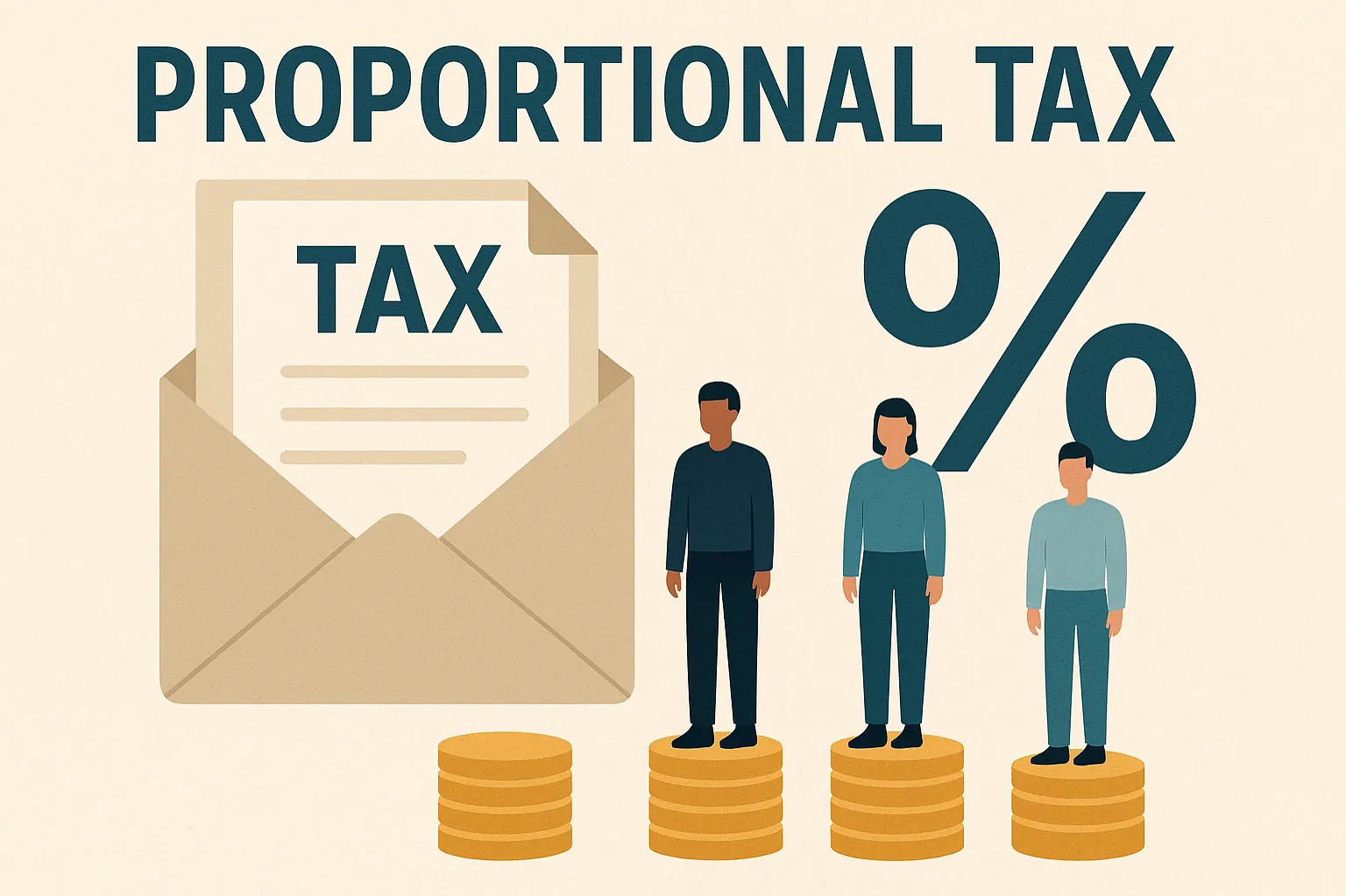 Proportional tax: tax system where everyone pays the same percentage of their income