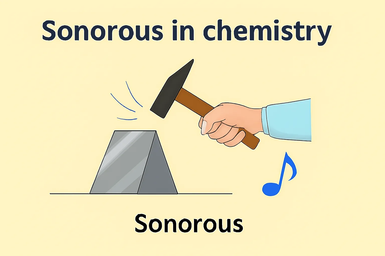 Sonorous: Produces ringing sound when struck (metal property)