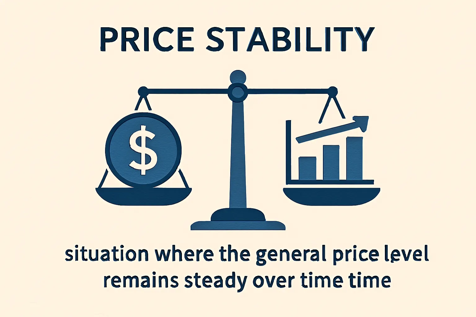Price stability: situation where the general price level remains steady over time
