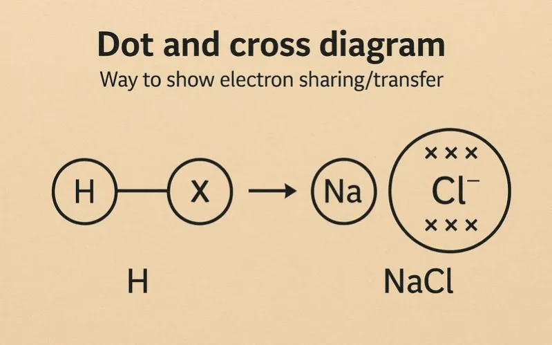 Dot and cross diagram: Way to show electron sharing/transfer