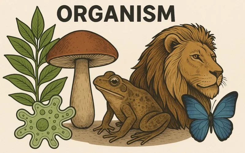 Organism: A living thing made of one or many cells