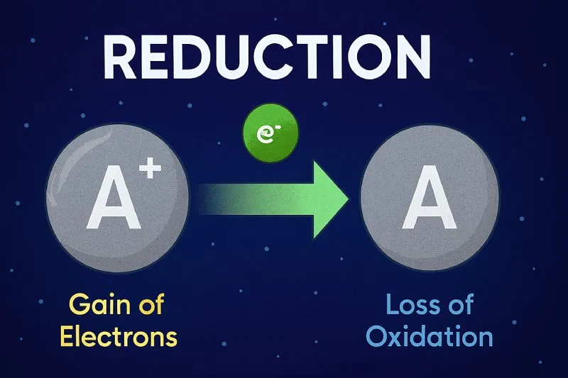 Reduction: A process that involves the gain of electrons