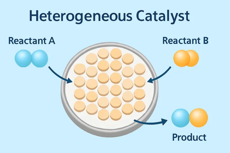 Heterogeneous catalysts are solid substances that accelerate chemical reactions between fluid reactants