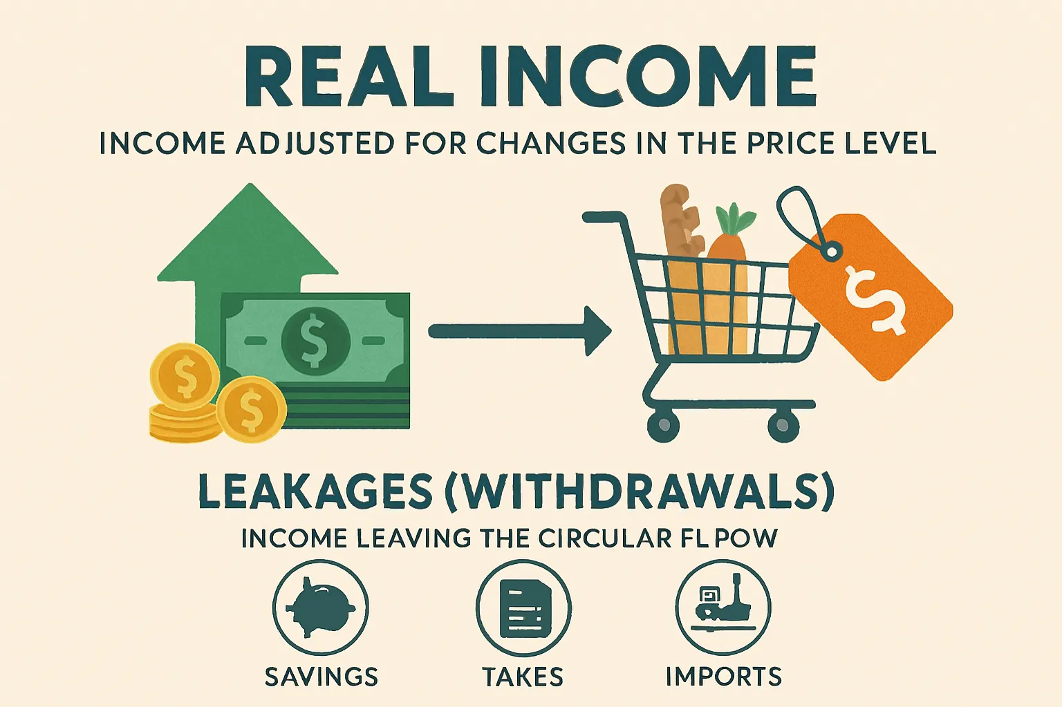 Real income: income adjusted for changes in the price level