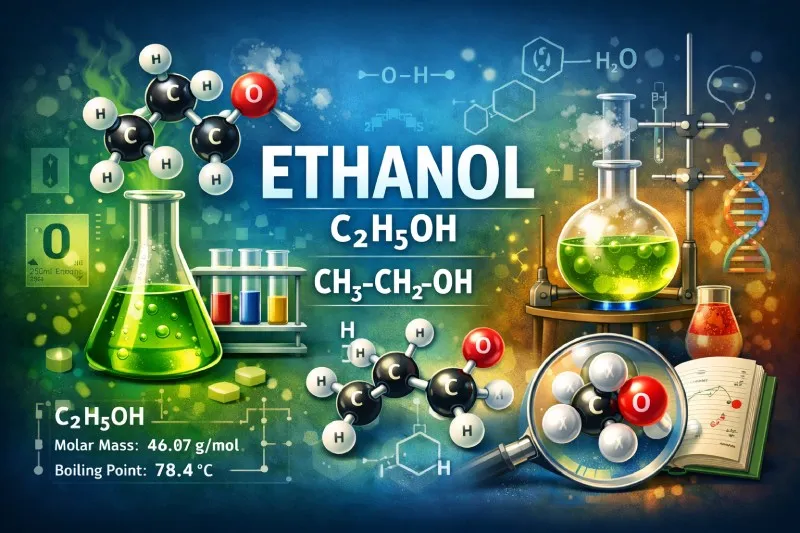 Ethanol (C₂H₅OH) is a volatile, psychoactive biofuel and solvent found in alcoholic beverages