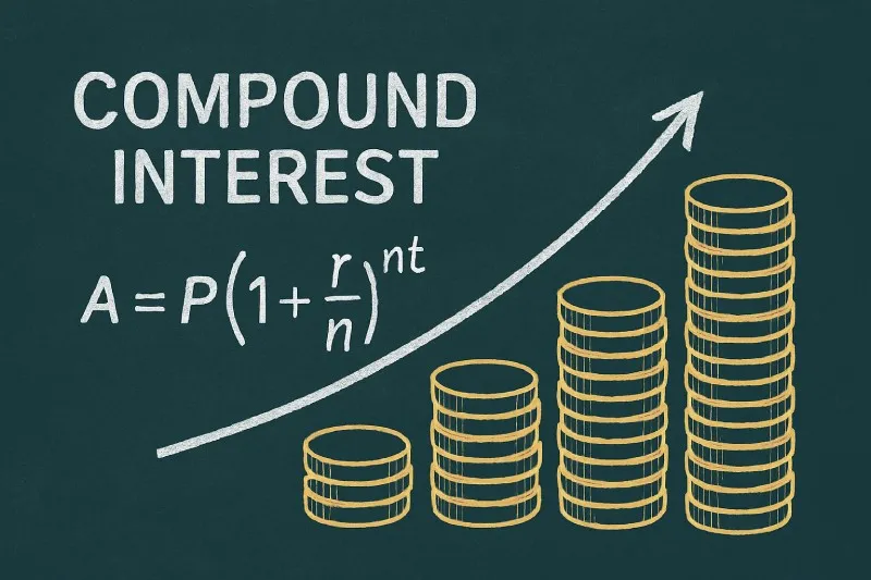 Compound interest: interest paid on interest already earned and not just the original capital