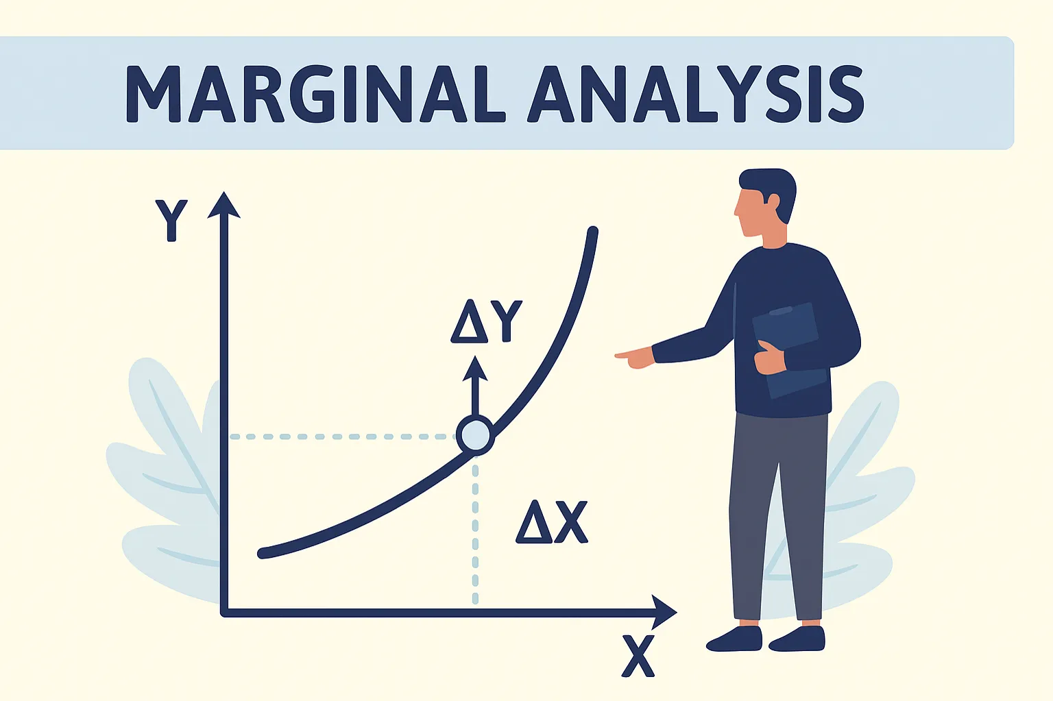 Margin / marginal analysis: analysis of the effect of a small change in one variable on other variables
