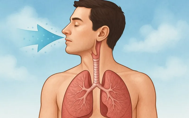 Inspired air: Fresh air breathed into lungs during inhalation