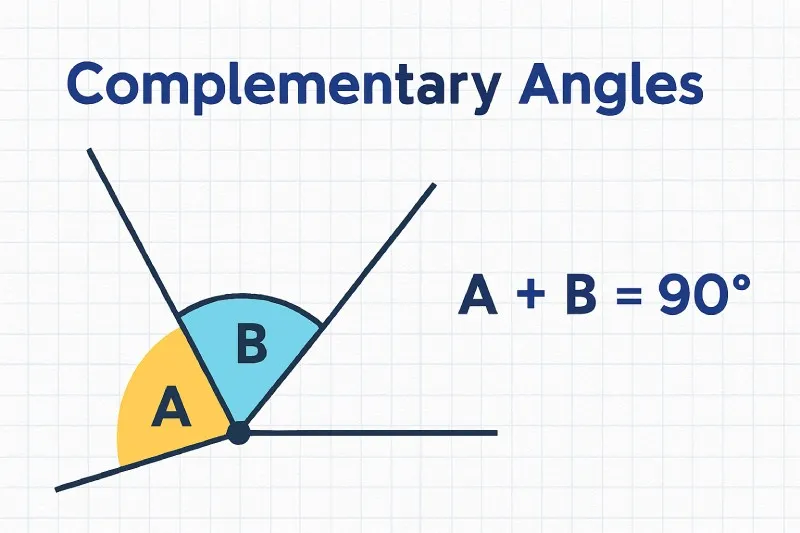Complementary angles: Two angles whose sum is 90 degrees