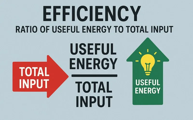 Efficiency: Ratio of useful energy to total input