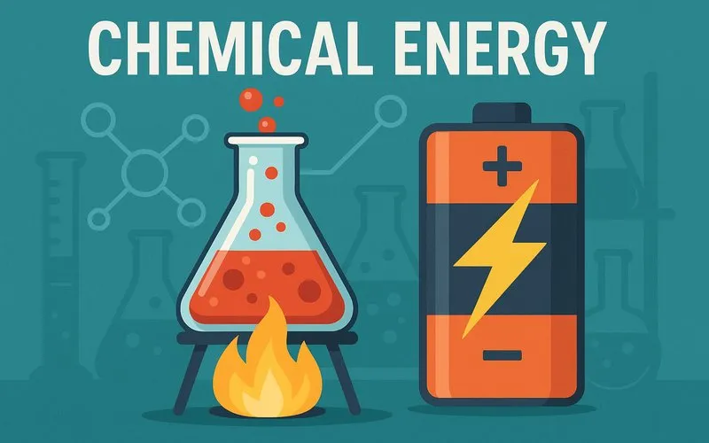 Chemical energy: Energy stored in chemical bonds