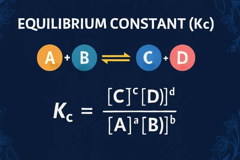 The equilibrium constant (Kc) quantifies the ratio of product to reactant concentrations at equilibrium