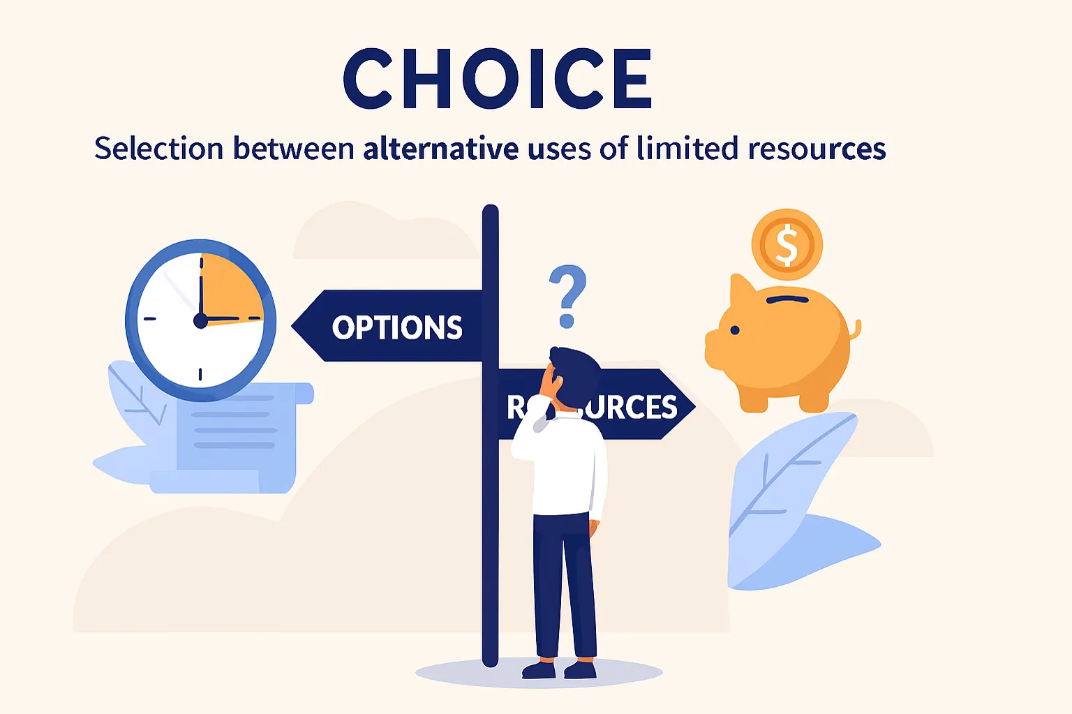 Choice: selection between alternative uses of limited resources