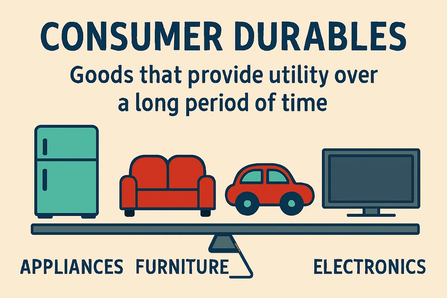Consumer durables: Goods that provide utility over a long period of time.