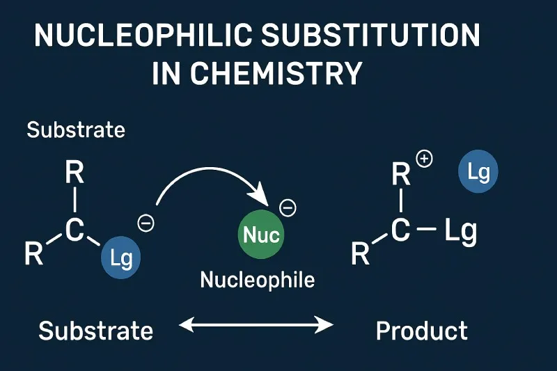 Nucleophilic Substitution: An electron-rich species replaces a leaving group in a molecule
