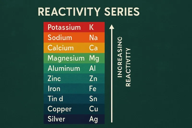 Reactivity series: Metals arranged by reactivity