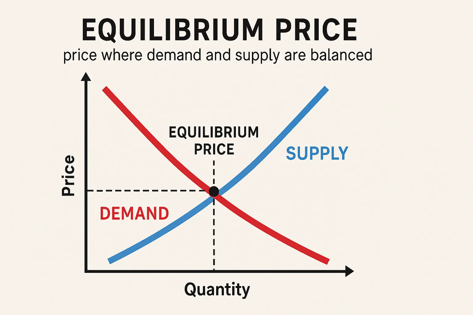 Equilibrium price: price where demand and supply are balanced