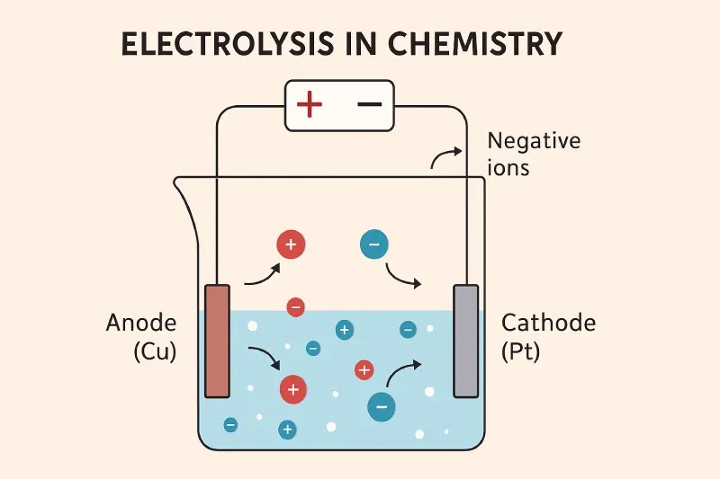Electrolysis: The process in which electrical energy is used to drive a non-spontaneous chemical reaction