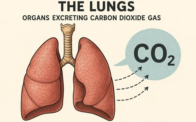 Lungs: Organs excreting carbon dioxide gas