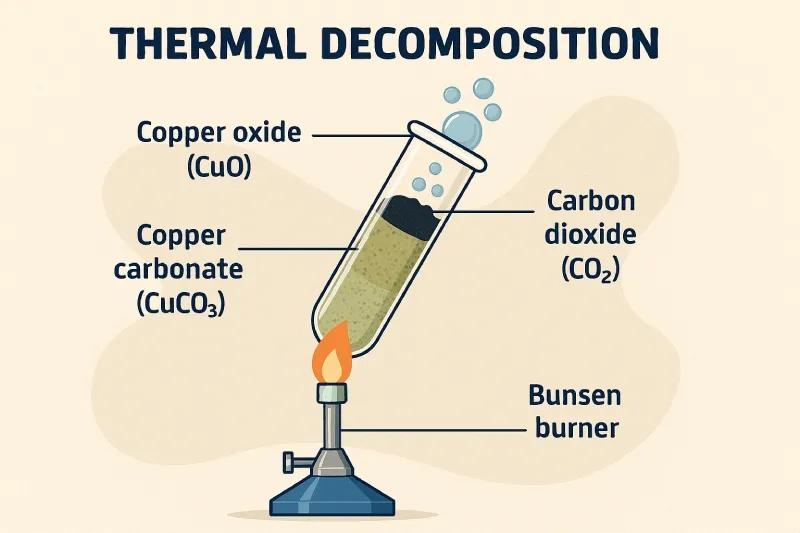 Thermal Decomposition: A chemical reaction where a compound breaks down into simpler substances when heated