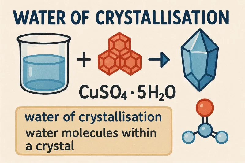 Water molecules incorporated within a crystal lattice