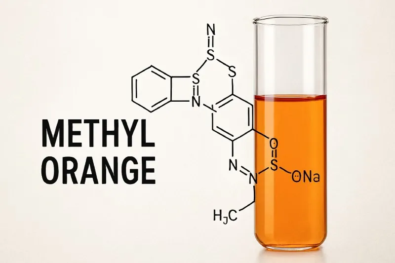 Methyl orange: Red in acid, yellow in alkali