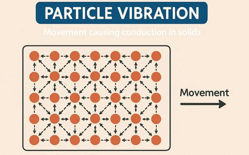 Particle vibration: Movement causing conduction in solids