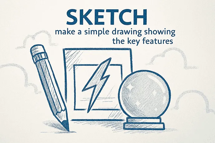 sketch: make a simple drawing showing the key features 