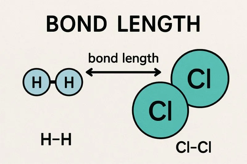 Bond Length: The average distance between the nuclei of two bonded atoms