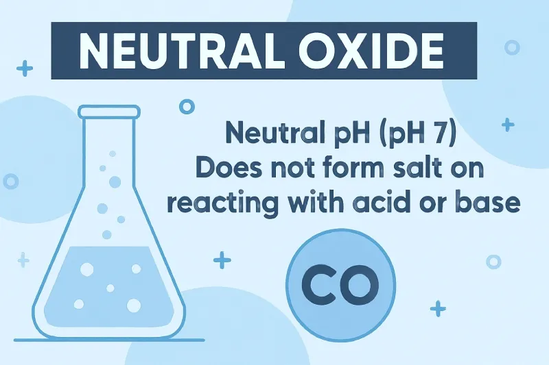 Neutral Oxide: An oxide that shows neither basic nor acidic properties and does not react with acids or bases