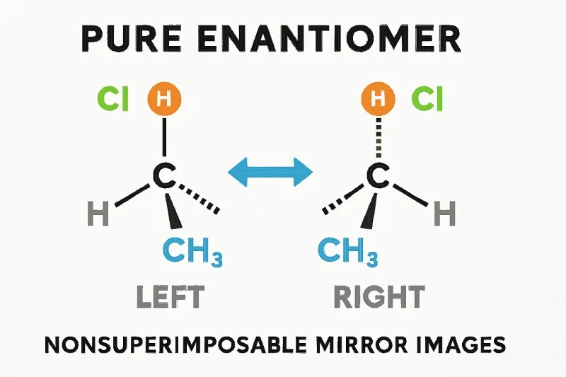 Pure Enantiomer: A sample of a chiral molecule that consists of only one of the two possible enantiomers
