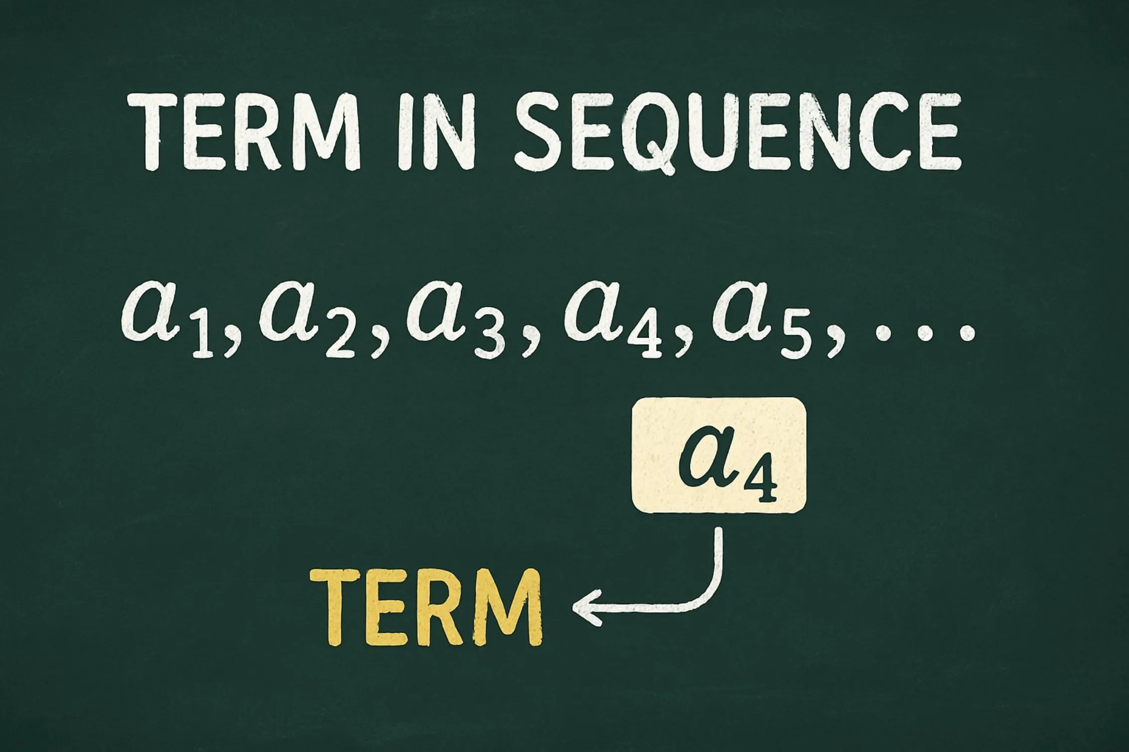 Term (in sequence): Any of the numbers in a sequence