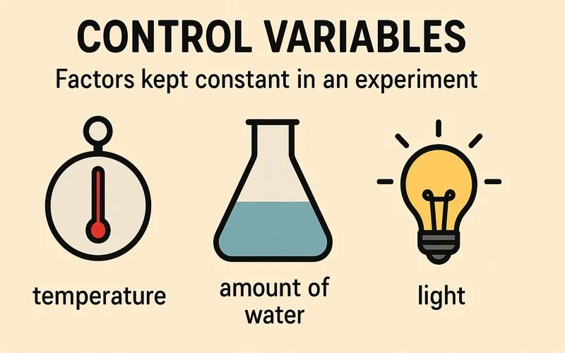 Control variables: Factors kept constant in an experiment