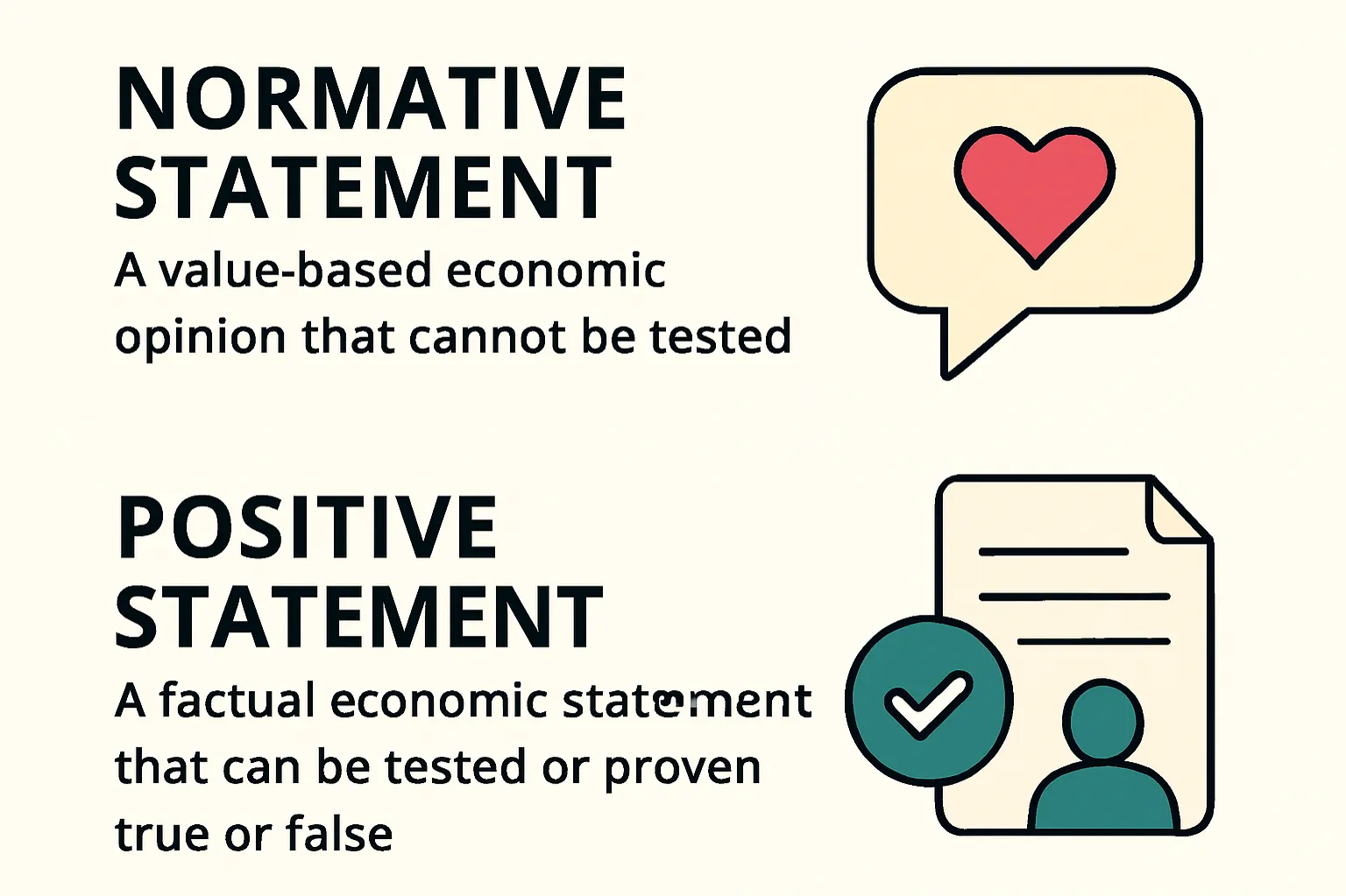 Normative statement: a value-based economic opinion that cannot be tested