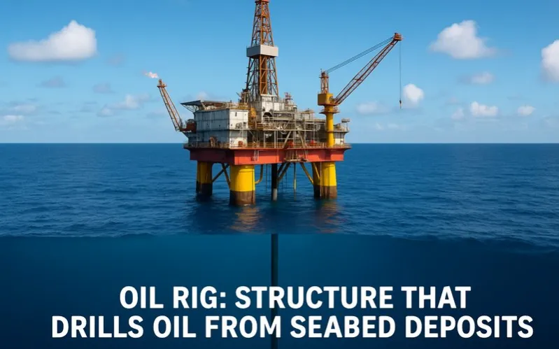Oil rig: Structure that drills oil from seabed deposits