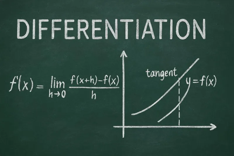 Differentiation is the calculus process of finding a function's instantaneous rate of change