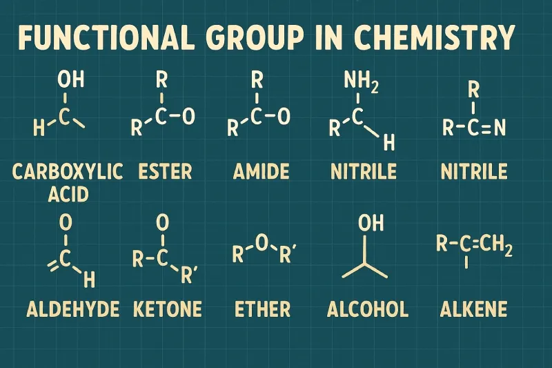 Functional Group: An atom or group of atoms that determines the main chemical properties of an organic compound