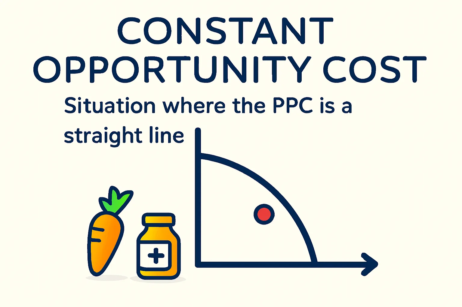 Constant opportunity cost: situation where the PPC is a straight line
