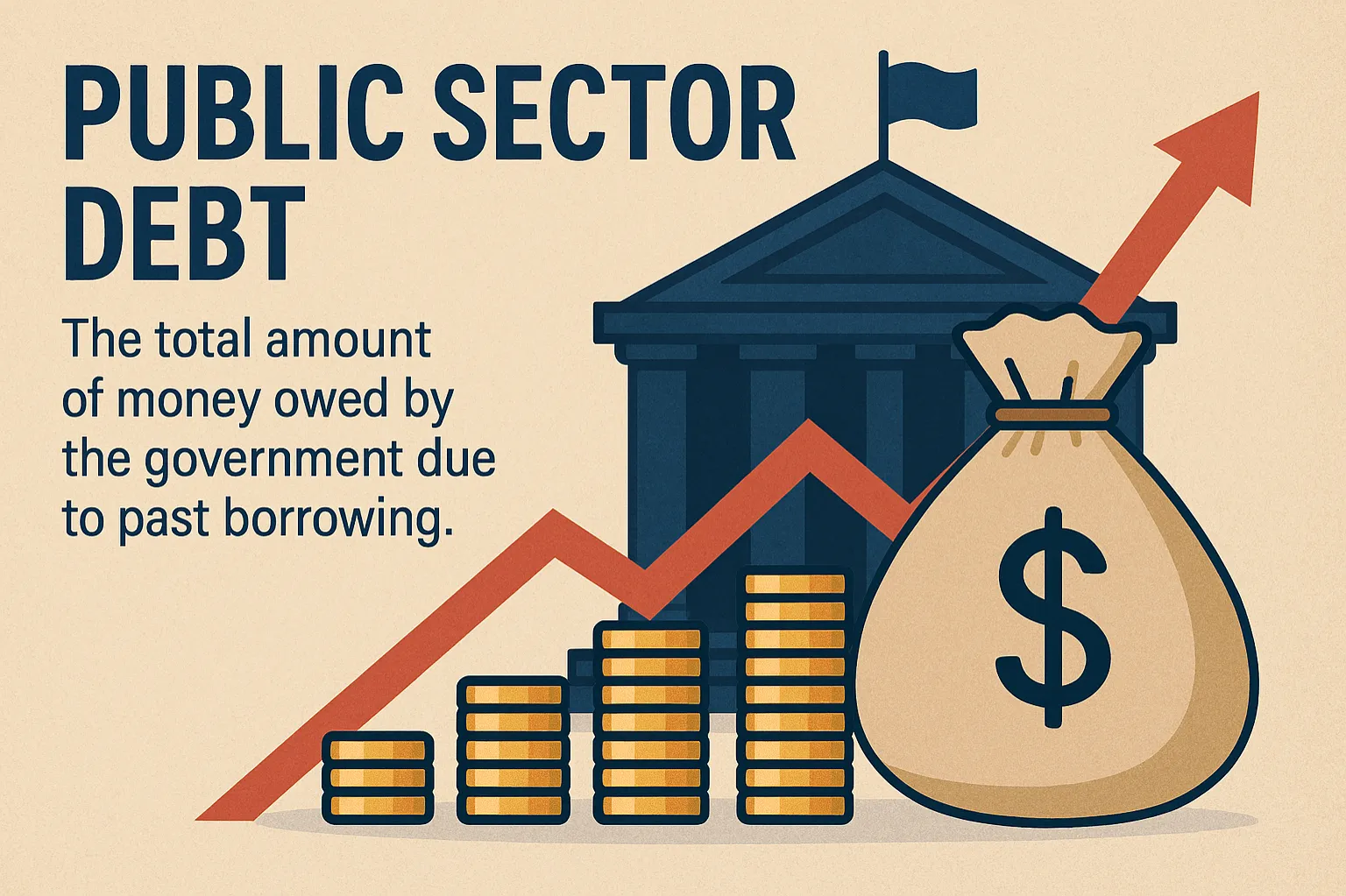 Public sector debt: The total amount of money owed by the government due to past borrowing.
