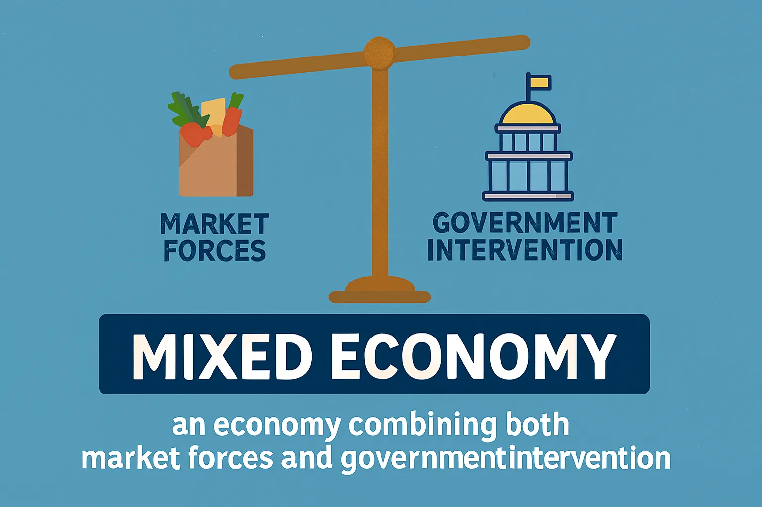 Mixed economy: an economy combining both market forces and government intervention