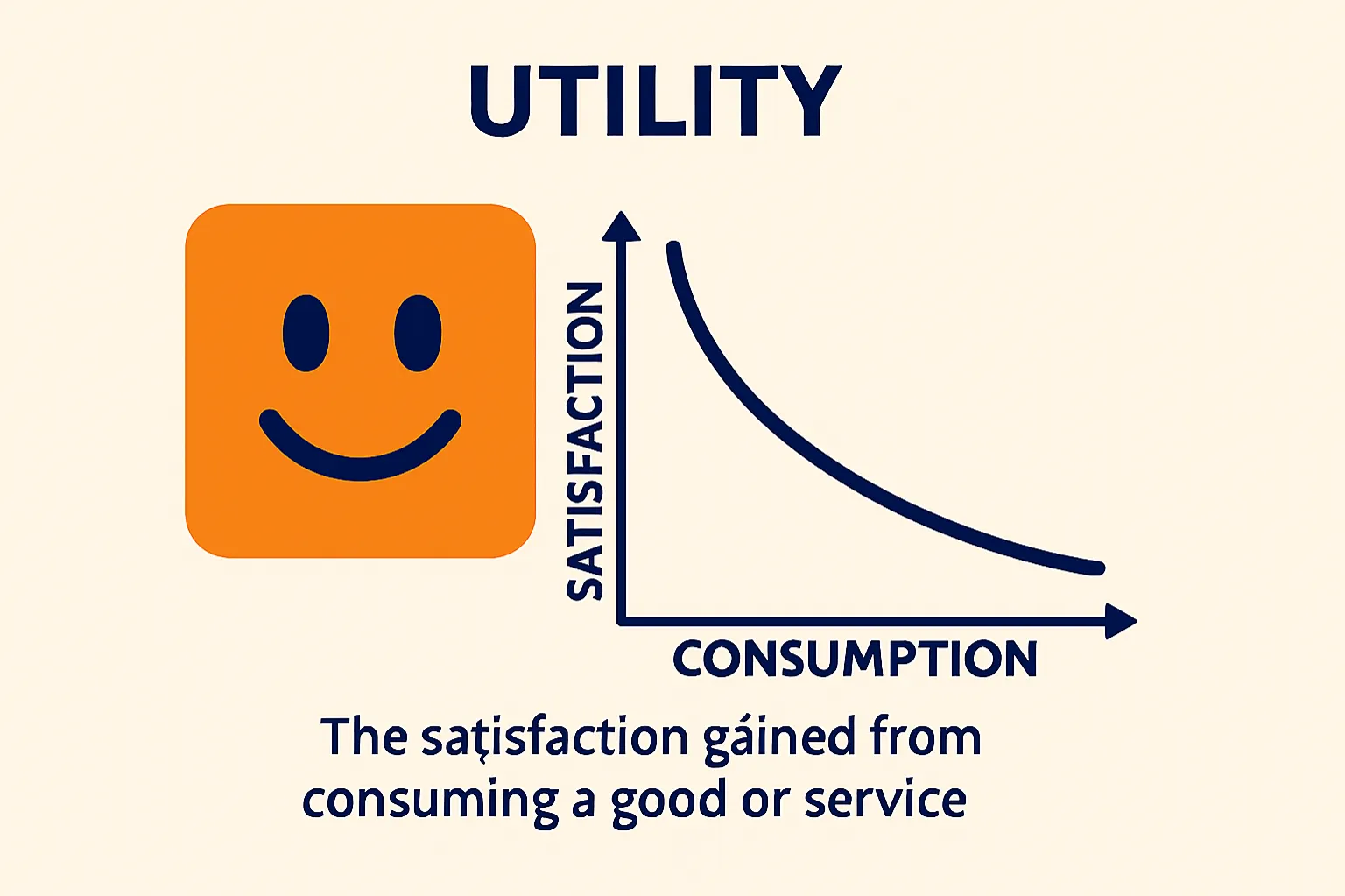 Utility: The satisfaction gained from consuming a good or service.