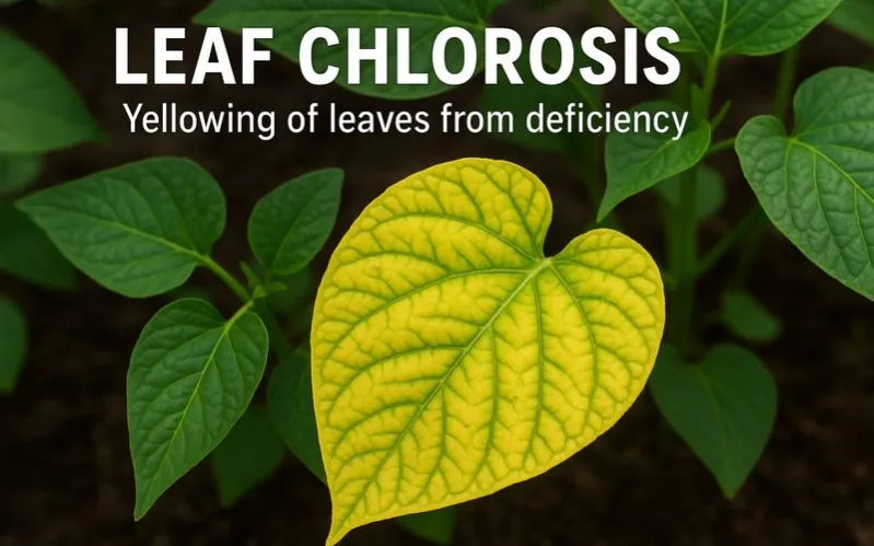 Leaf chlorosis: Yellowing of leaves from deficiency