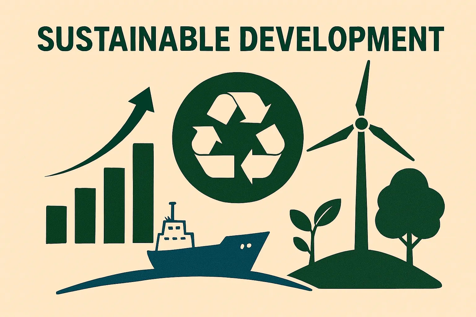 Sustainable development: Economic growth that meets present needs without harming future generations.